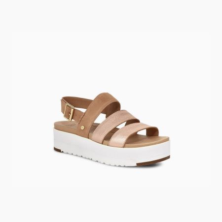 UGG Braelynn Metallic Rose Gold Sandals for Women (WQET46803)